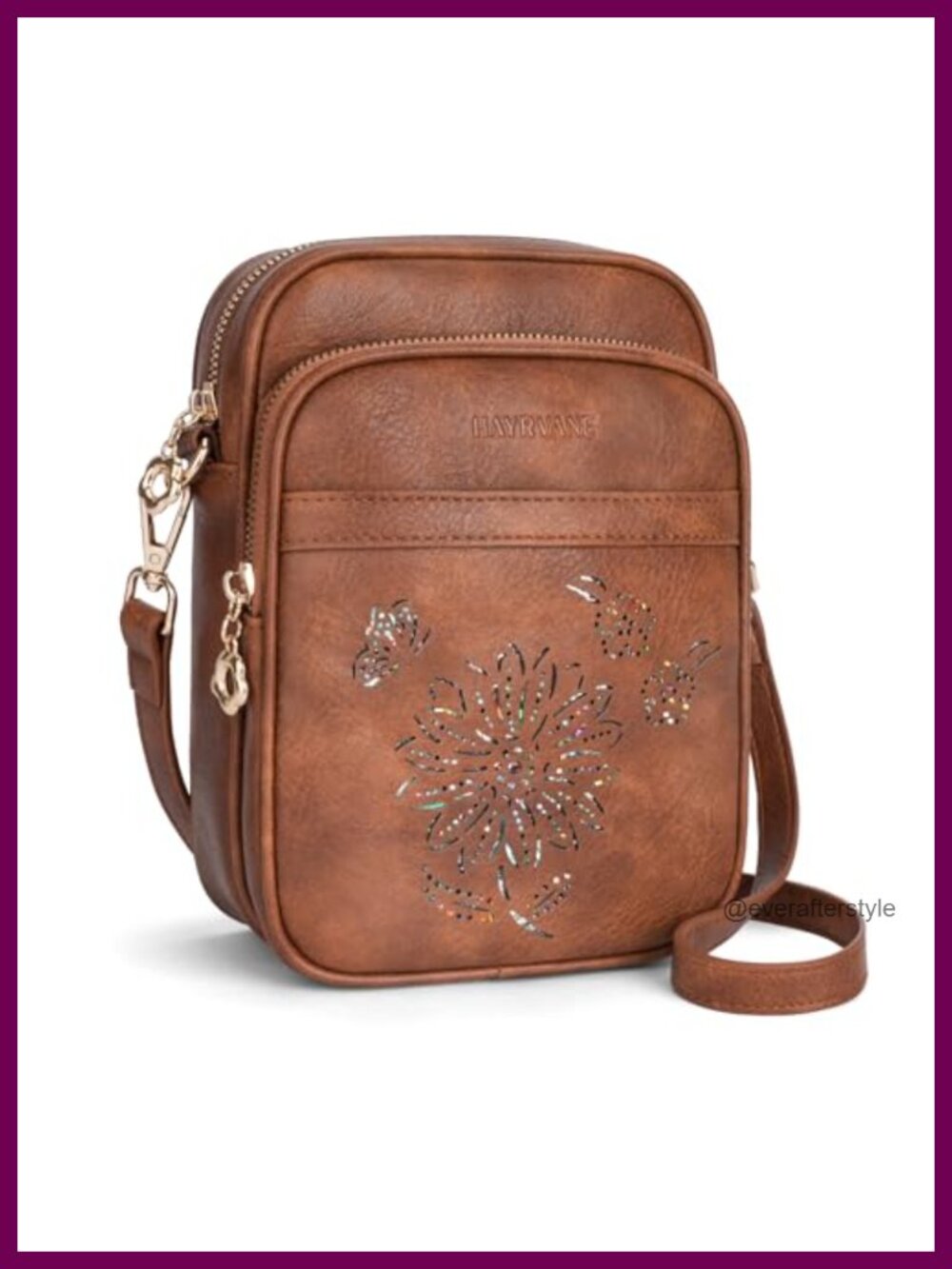 RFID Crossbody Bag Sunflower Cutout Detachable Adjustable Strap Phone Purse